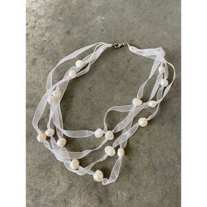 Freshwater Ribbon Collar Multi Layering Necklace